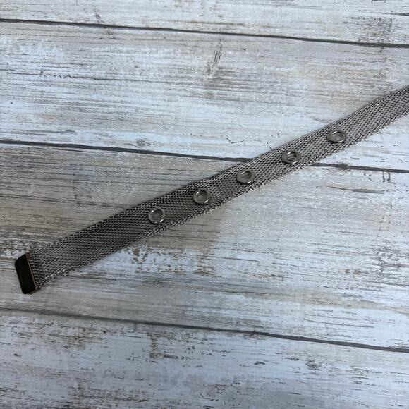 Metallic Mesh Metal Belt Gold Silver Tone Sz Sm 32” Edgy Y2K Utilitarian Floral - Picture 7 of 14